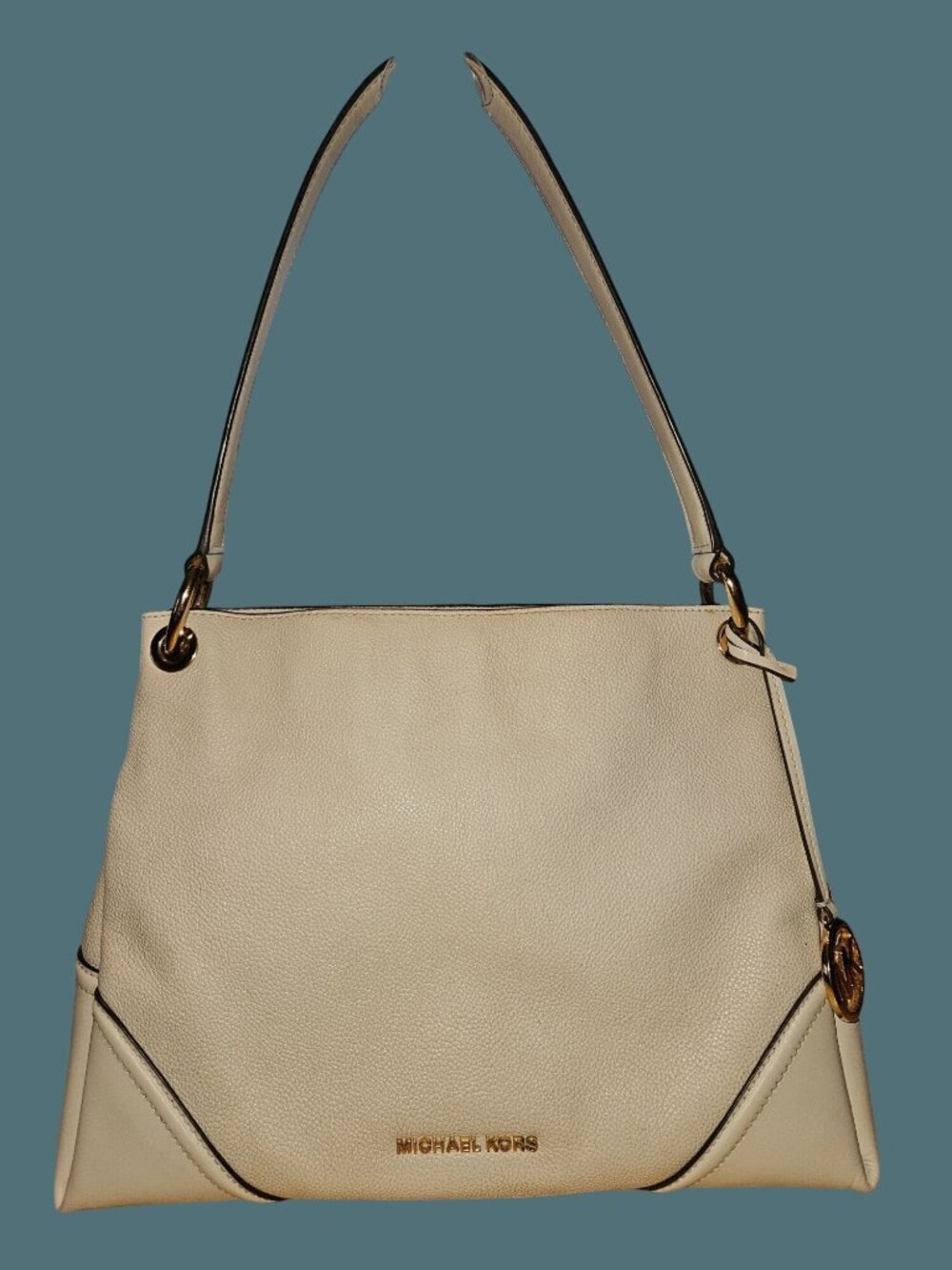 Michael Kors Nicole Leather Pebbled Shoulder Bag Off White or Cream